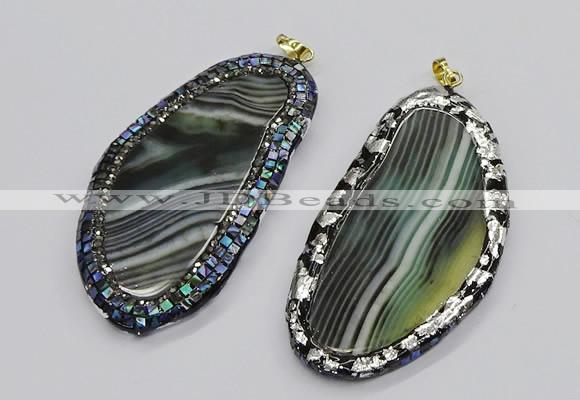 CGP3068 40*65mm - 40*70mm freeform line agate pendants