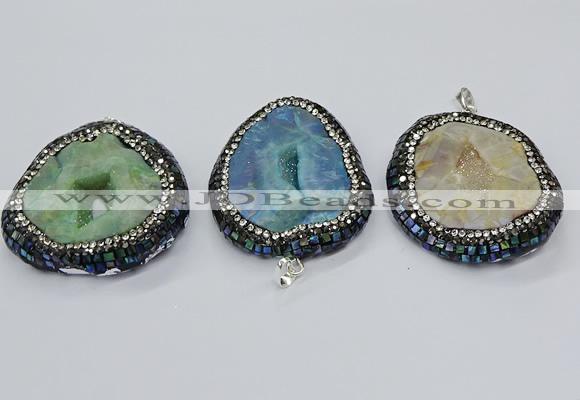 CGP3084 40*50mm - 45*55mm freeform druzy agate pendants