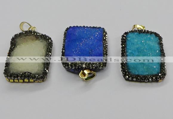 CGP3102 25*35mm rectangle druzy agate pendants wholesale