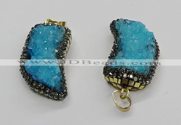 CGP3105 20*45mm horn druzy agate pendants wholesale