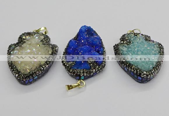 CGP3112 30*45mm arrowhead druzy agate pendants wholesale