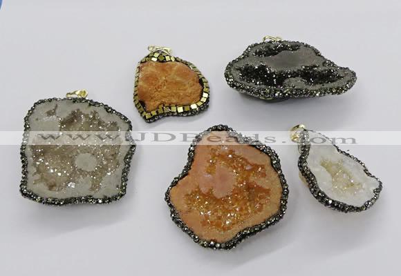 CGP3121 30*40mm - 40*50mm freeform druzy agate pendants