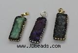 CGP3125 12*35mm - 15*40mm rectangle druzy agate pendants