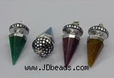 CGP3155 22*50mm faceted cone agate gemstone pendants wholesale