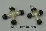 CGP316 25*35mm - 30*35mm cross pearl pendants wholesale