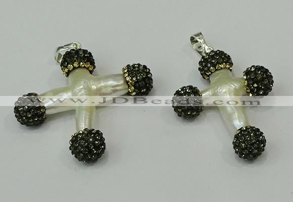 CGP316 25*35mm - 30*35mm cross pearl pendants wholesale