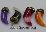 CGP3166 20*50mm - 25*55mm horn agate gemstone pendants