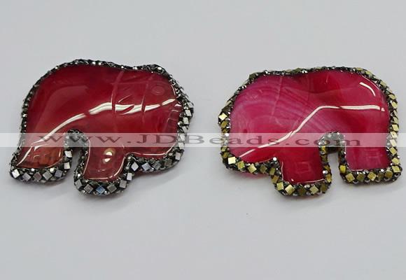 CGP3173 50*55mm elephant agate gemstone pendants wholesale