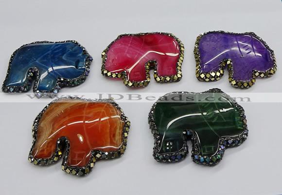 CGP3176 50*55mm elephant agate gemstone pendants wholesale