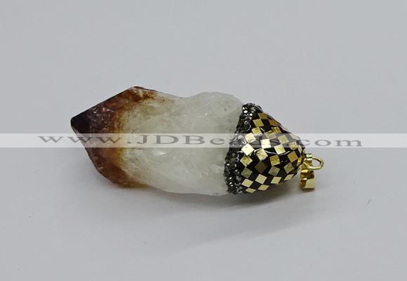 CGP3206 25*45mm - 28*50mm nuggets citrine gemstone pendants