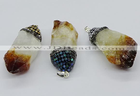 CGP3208 25*45mm - 28*50mm nuggets citrine gemstone pendants