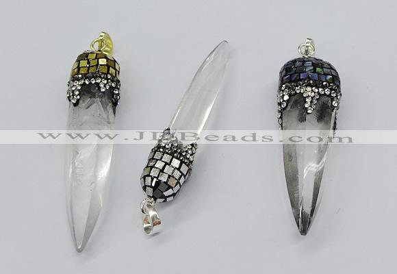 CGP3223 12*45mm - 15*55mm sticks white crystal pendants