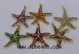 CGP3239 55*58mm starfish druzy agate pendants wholesale