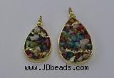 CGP3256 25*40mm - 30*50mm flat teardrop druzy agate pendants