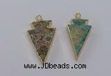 CGP3276 25*50mm - 30*55mm arrowhead ocean agate pendants