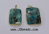 CGP3280 30*50mm - 35*55mm faceted rectangle ocean agate pendants