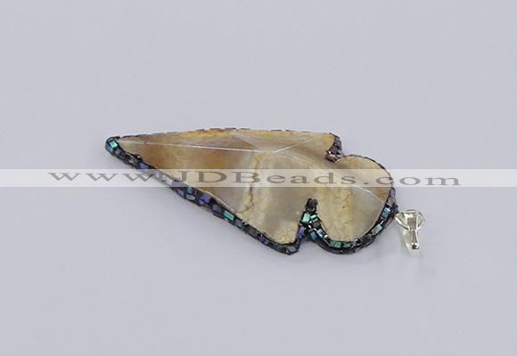 CGP3288 25*55mm - 28*55mm arrowhead agate pendants wholesale