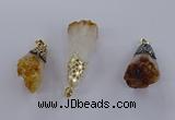 CGP3298 20*40mm - 25*45mm faceted freeform druzy citrine pendants