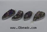 CGP3387 18*40mm - 22*45mm freeform plated druzy amethyst pendants