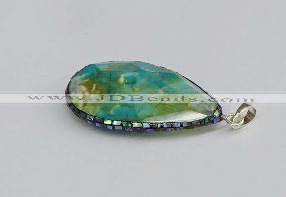 CGP3402 30*40mm - 30*45mm faceted flat teardrop agate pendants