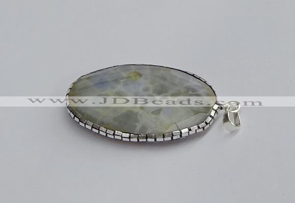 CGP3410 35*50mm faceted oval agate pendants wholesale