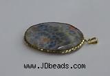 CGP3411 35*50mm faceted oval agate pendants wholesale