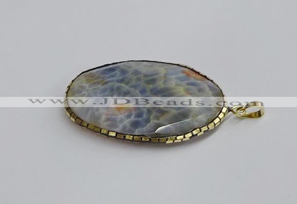 CGP3411 35*50mm faceted oval agate pendants wholesale