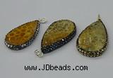 CGP3419 30*50mm - 35*55mm flat teardrop fossil coral pendants