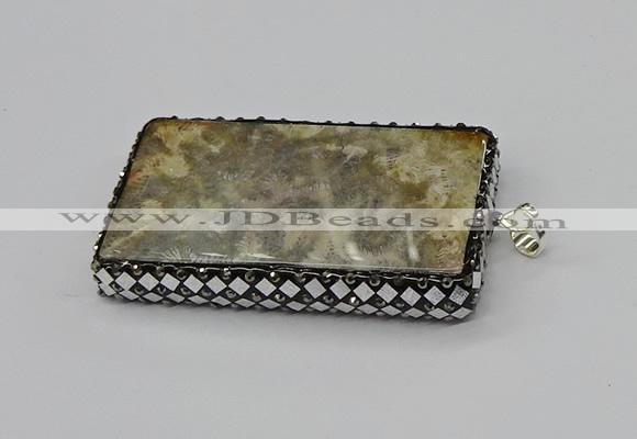 CGP3420 35*60mm - 40*50mm rectangle fossil coral pendants