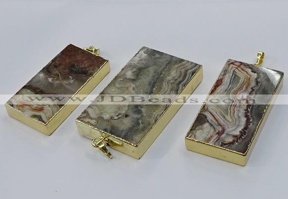 CGP3427 25*45mm - 30*55mm rectangle crazy lace agate pendants