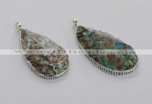 CGP3462 30*40mm - 35*50mm faceted flat teardrop ocean agate pendants