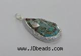 CGP3474 30*40mm - 35*50mm faceted flat teardrop ocean agate pendants