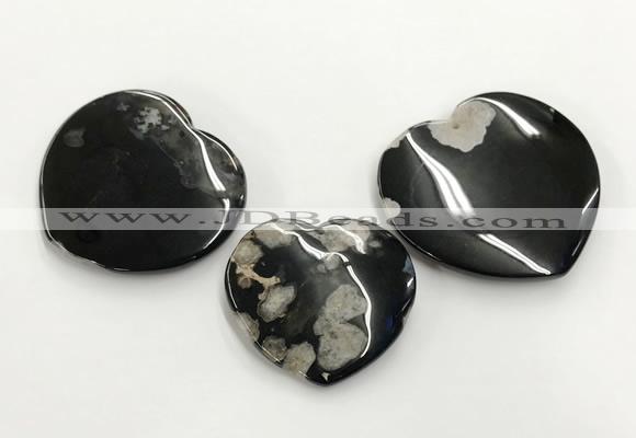 CGP3524 42*48mm - 50*55mm heart sakura agate slab pendants