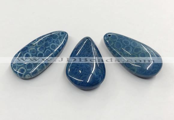 CGP3546 22*45mm - 25*50mm flat teardrop chrysanthemum agate slab pendants