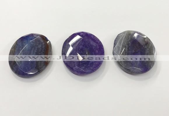 CGP3576 40*50mm faceted oval agate pendants wholesale