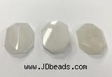 CGP3605 35*45mm faceted octagonal white jade pendants wholesale