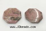 CGP3625 48mm - 50mm octagonal rhodochrosite gemstone pendants