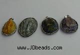 CGP370 30*40mm - 35*45mm freeform crystal glass & gemstone pendants