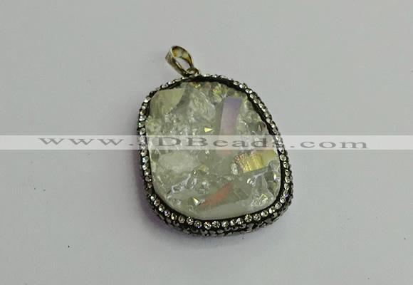 CGP375 30*40mm - 35*45mm freeform plated white crystal pendants