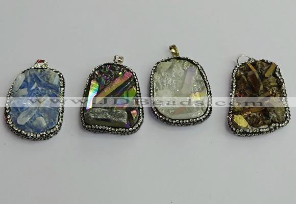 CGP380 30*40mm - 35*45mm freeform plated white crystal pendants