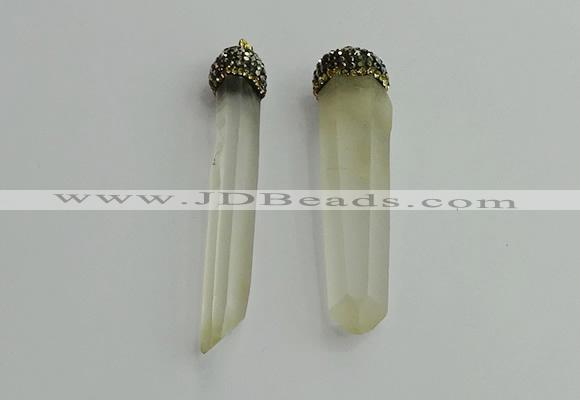 CGP407 10*55mm - 15*65mm sticks white crystal pendants wholesale