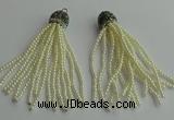 CGP418 3mm round handmade glass beaded tassel pendants wholesale