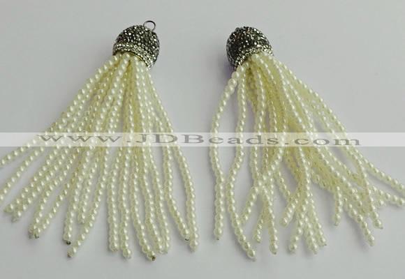 CGP418 3mm round handmade glass beaded tassel pendants wholesale