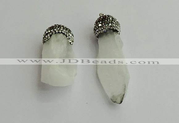 CGP487 15*35mm - 18*45mm nugget white crystal pendants wholesale