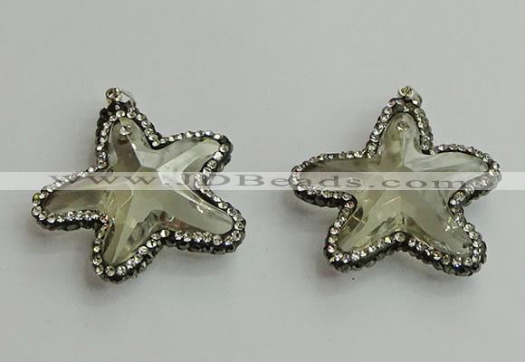 CGP506 35*35mm star crystal glass pendants wholesale