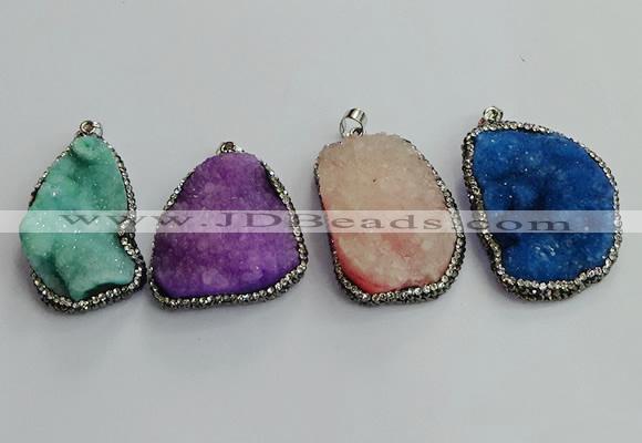 CGP598 25*40mm - 30*45mm freeform druzy agate gemstone pendants