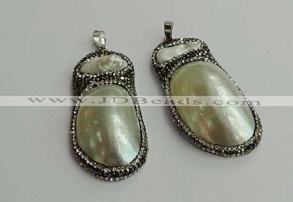 CGP616 25*50mm - 28*55mm freeform shell pearl & pearl pendants