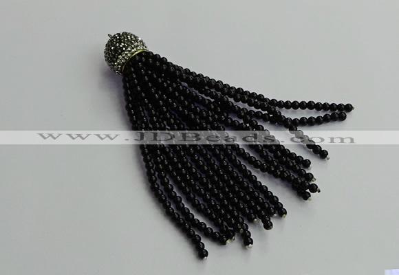 CGP680 3mm round handmade glass beaded tassel pendants wholesale