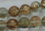 CGQ27 15.5 inches 14mm faceted round gold sand quartz beads