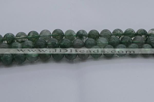 CGQ515 15.5 inches 14mm round matte imitation green phantom quartz beads